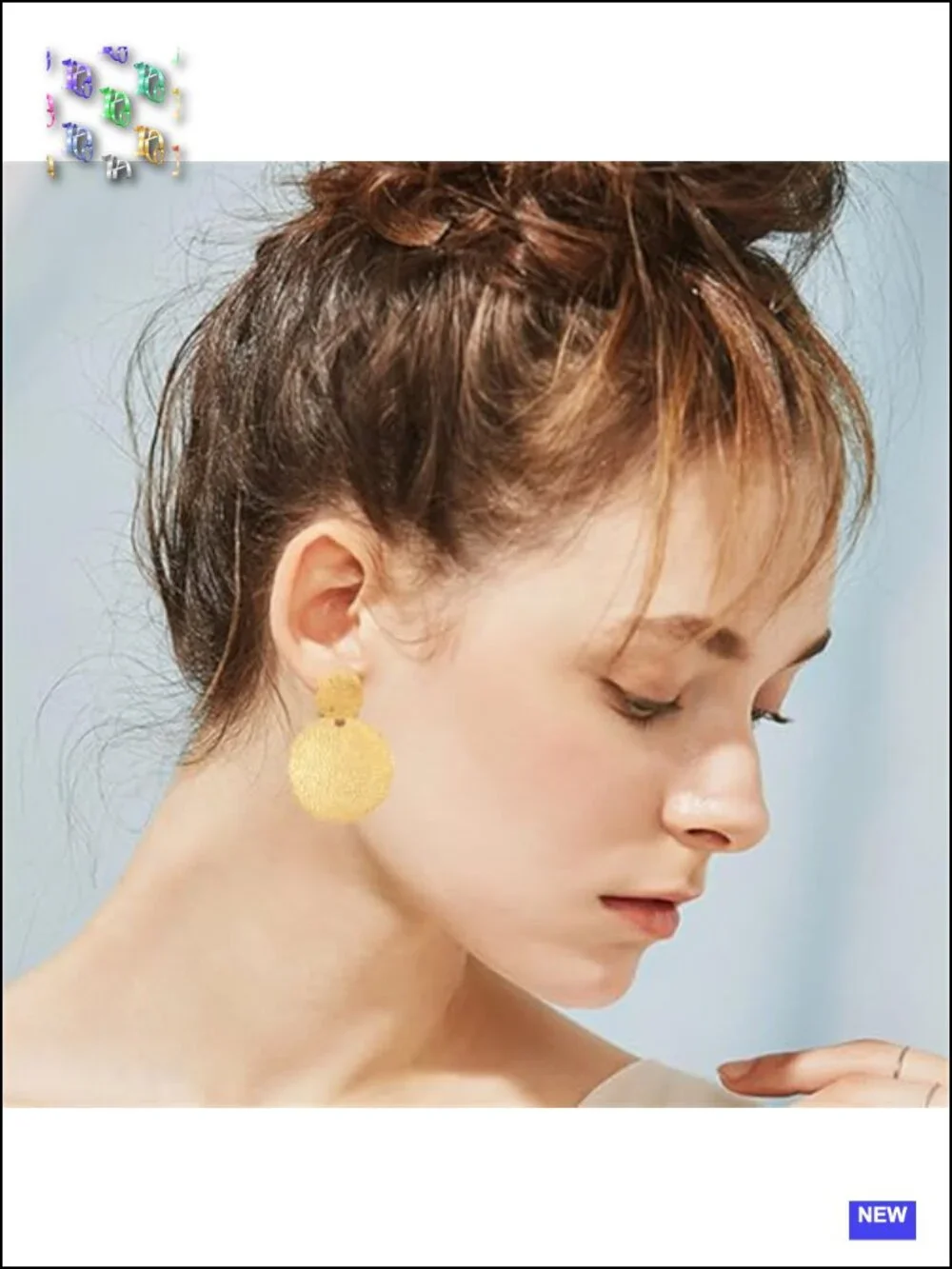 Matte Gold 14K Gold Plated Geometric Circle Drop Earrings Dangle
